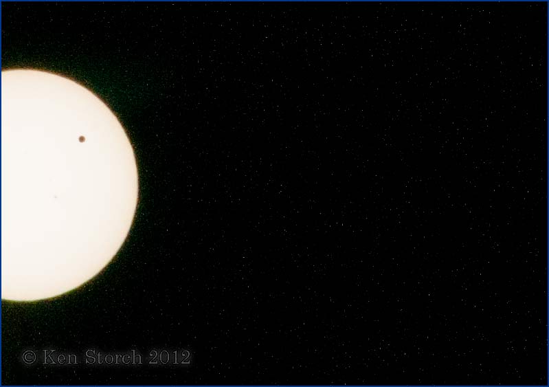 Venus Crossing the Face of the Sun with Starfield in Background