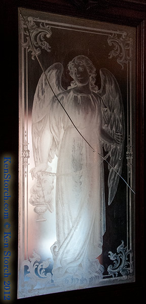 Angel door of cracked glass