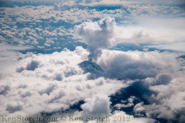 Volcano Popocatepetl showing an active plume