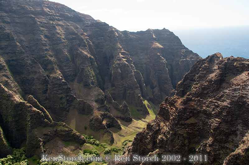A canyon of Na Pali looking toward the ocean